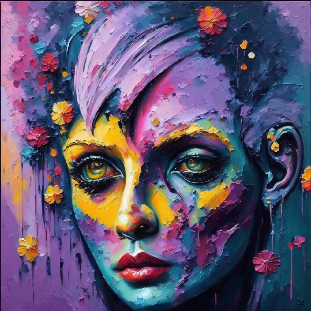 Abstract Portrait of a Woman with Bold Colors