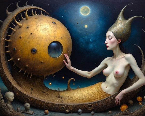 Surreal Deep Space Scene with Ethereal Figure
