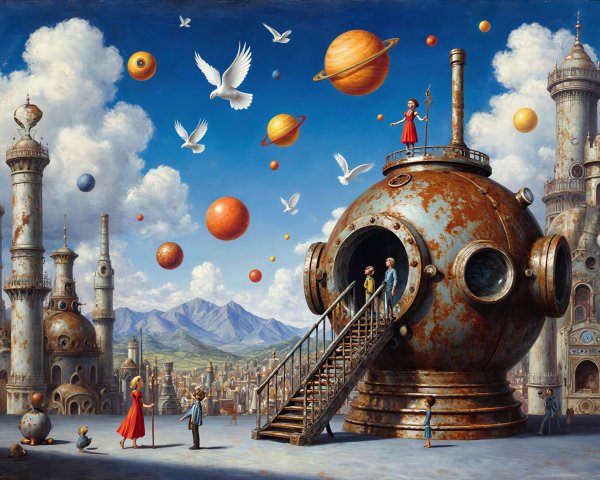 Digital Fantasy Painting of a Unique Cityscape