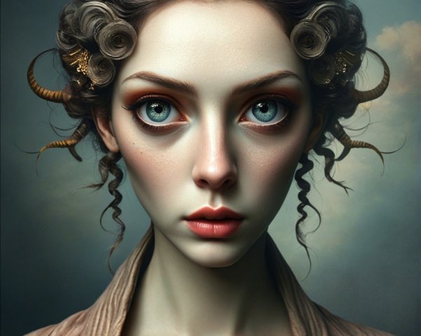 Portrait of a Young Woman with Vintage Elegance