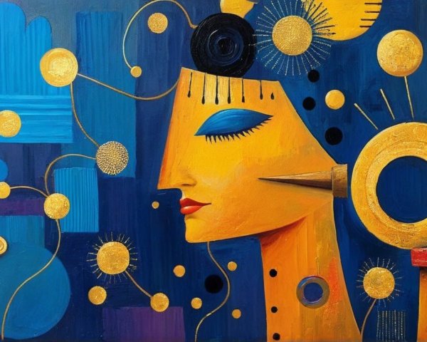 Abstract Profile of a Woman in Bold Colors