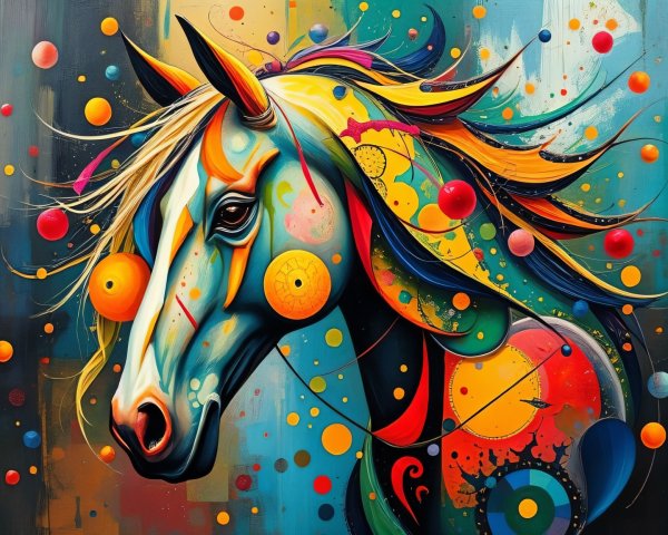 Abstract Horse Head with Vibrant Colors and Shapes