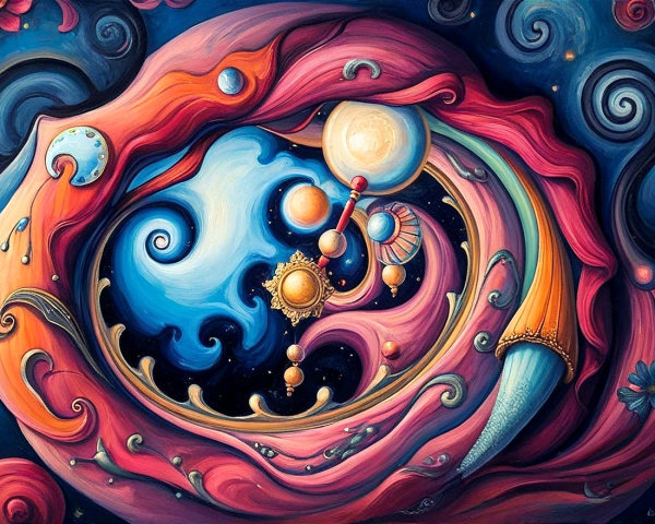 Vibrant Cosmic Scene with Swirling Colors and Stars