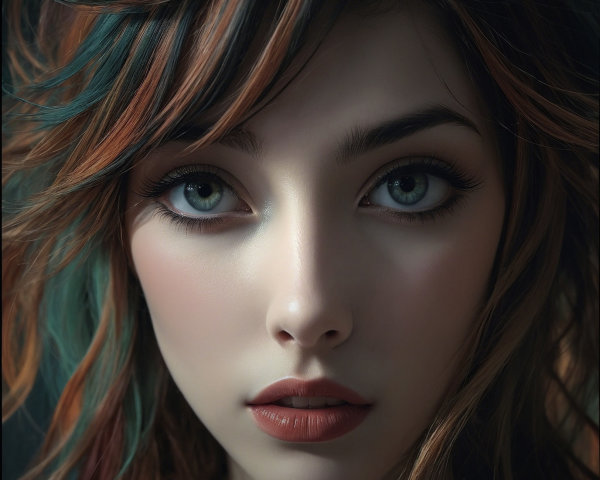 Close-Up Portrait of a Young Woman with Unique Features