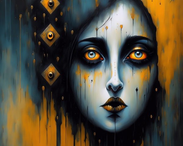 Abstract Portrait of a Woman with Geometric Elements