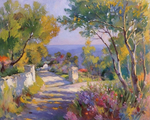 Tranquil Pathway Through Vibrant Wildflower Landscape