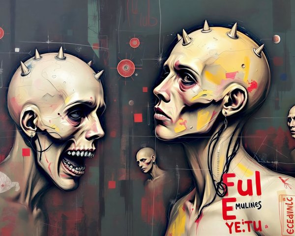 Surreal Abstract Human Figures with Vivid Background