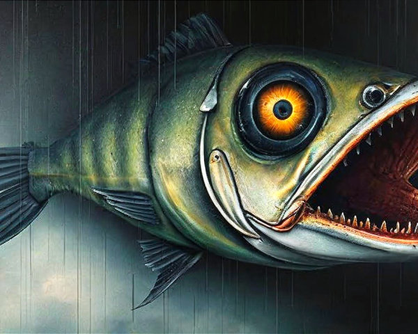 Surreal Fish with Expressive Eye and Sharp Teeth