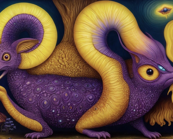 Fantastical Creature with Ram-Cat Features and Colors