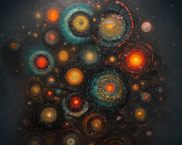 Vibrant Circular Patterns Resembling Celestial Orbs