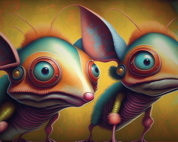 Cartoonish Creatures with Vibrant Colors and Patterns