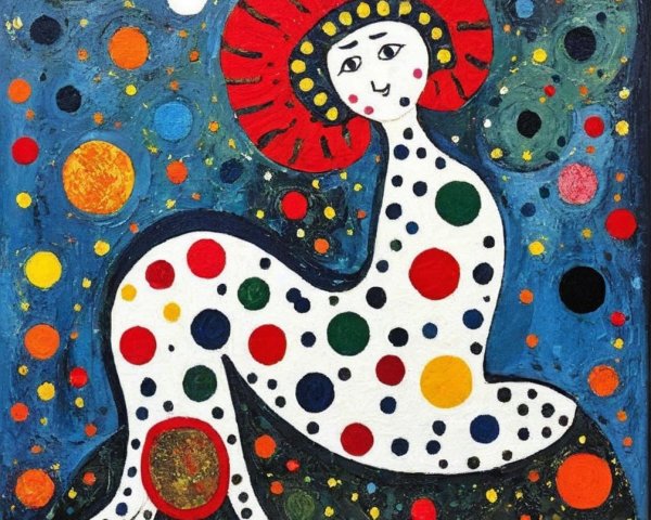 Abstract Figure with Polka Dots in Cosmic Setting