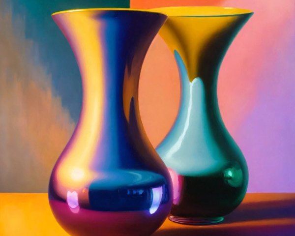 Elegant Purple and Yellow Vases with Warm Tones