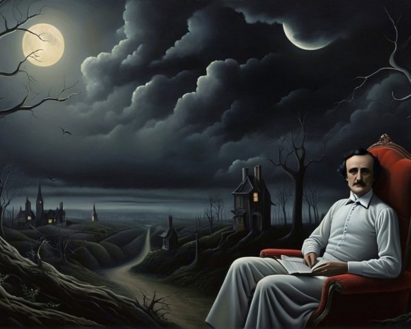 Moonlit Landscape with Somber Figure in White
