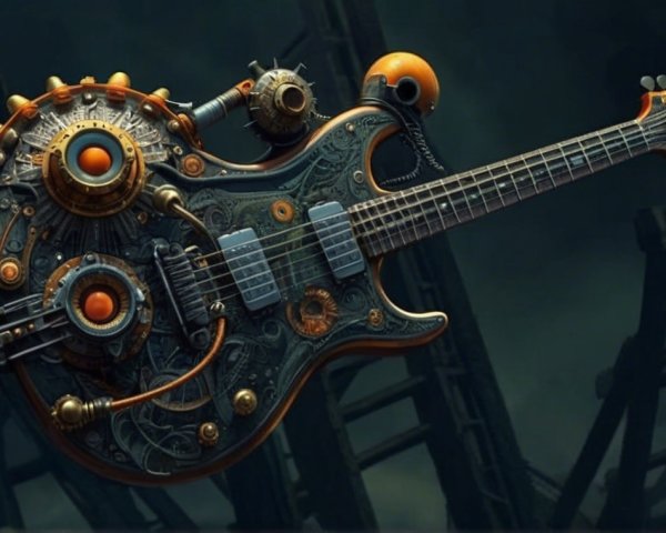 Steampunk Electric Guitar with Intricate Designs