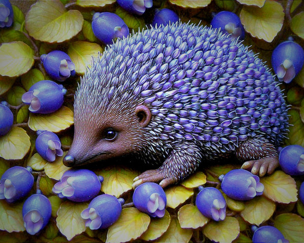 Whimsical Hedgehog Illustration with Vibrant Colors
