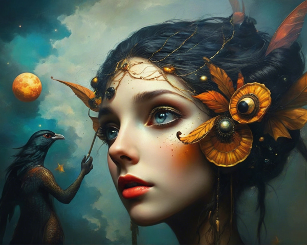 Portrait of a Young Woman with Floral Adornments