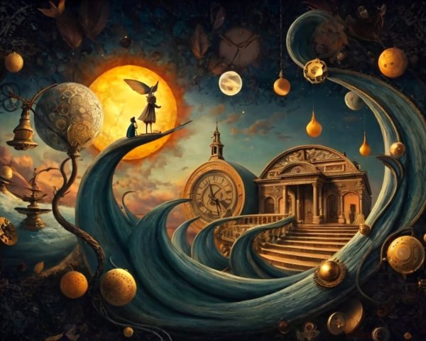 Surreal Fantasy Landscape with Classical Architecture