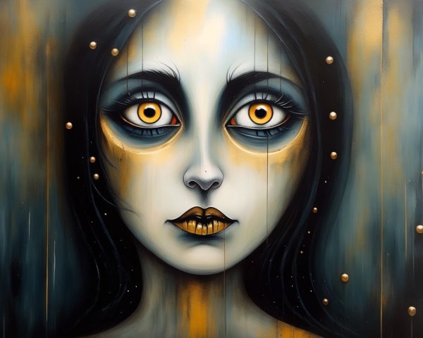 Surreal Portrait of a Woman with Golden Eyes