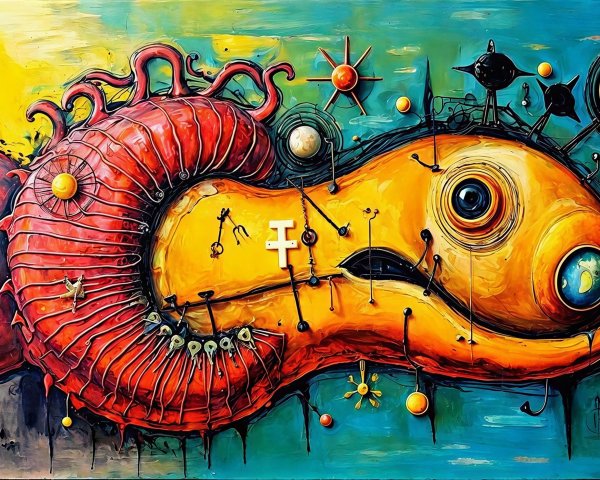Surrealist Abstract Painting of a Sea Creature