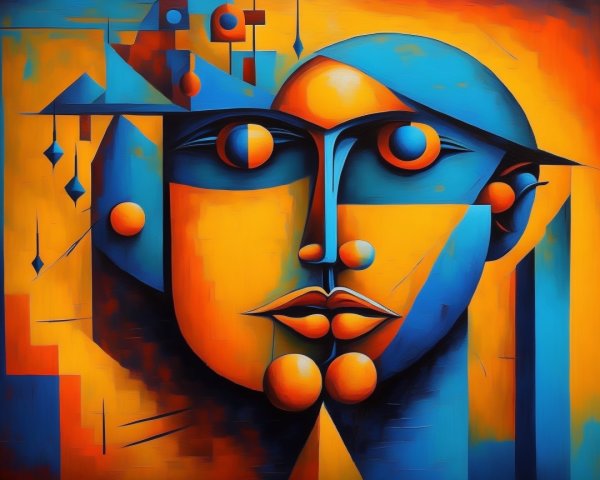 Abstract Portrait with Geometric Shapes and Colors