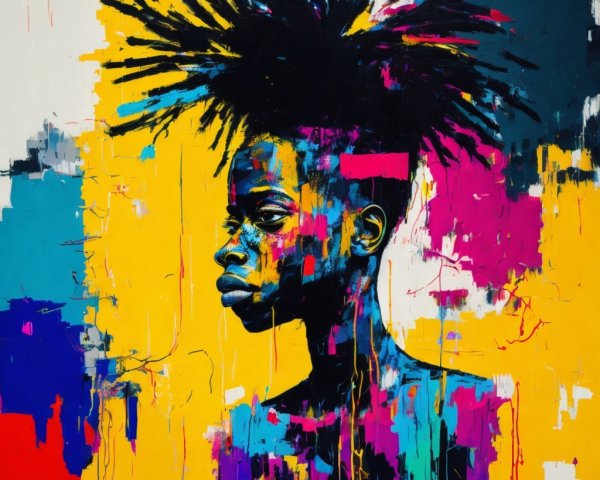Portrait of a Person with Textured Hairstyle and Colors