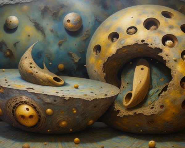 Surreal Cosmic Scene with Abstract Celestial Bodies