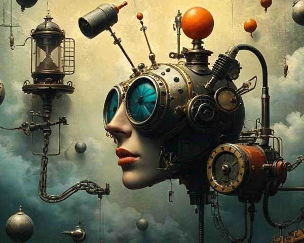Surreal Steampunk and Futuristic Design Elements