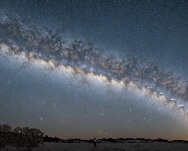 Milky Way Over Snowy Landscape at Night