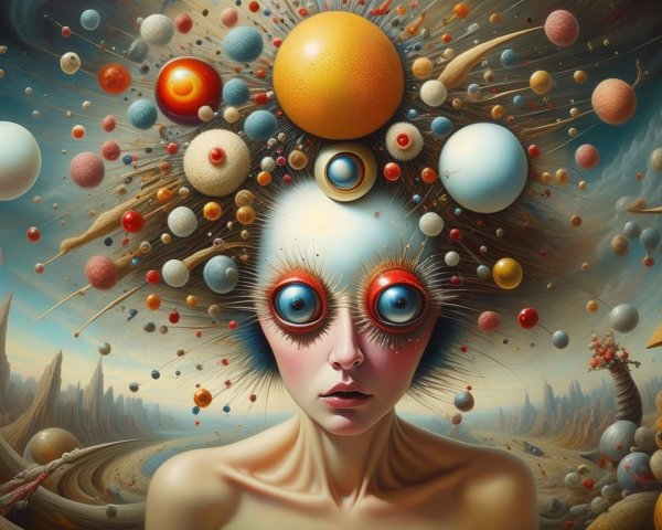 Surreal Portrait of a Woman with Celestial Elements