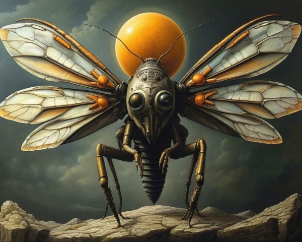 Surreal Mechanical Bee with Steampunk Elements