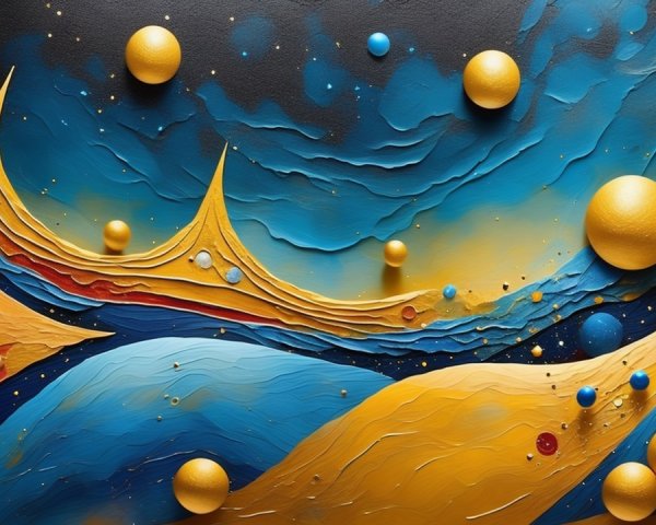 Vibrant Abstract Artwork with Cosmic Waves and Textures