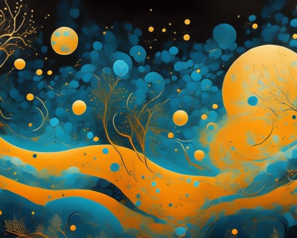 Vibrant Cosmic Scene with Deep Blue and Orange Patterns