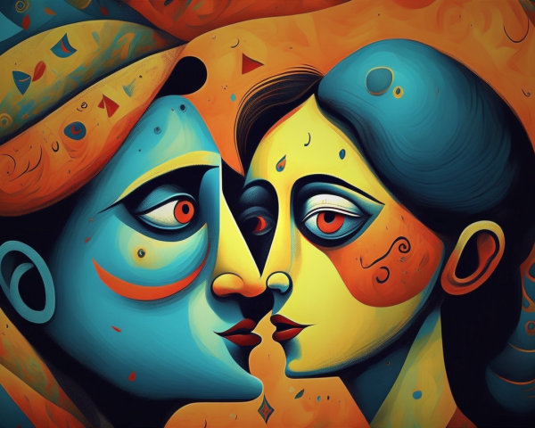 Abstract Faces in Vibrant Colors and Geometric Shapes