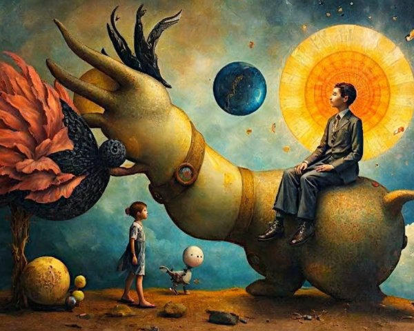 Surreal Snail Creature in a Dreamlike Landscape