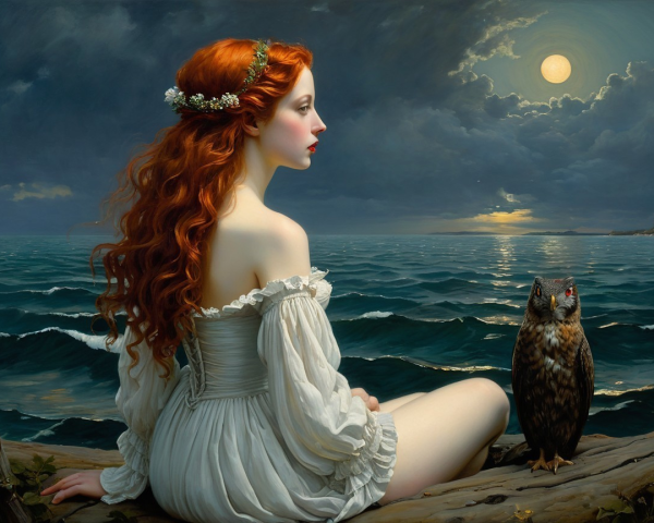 Romanticism Style Fantasy Portrait of Young Woman