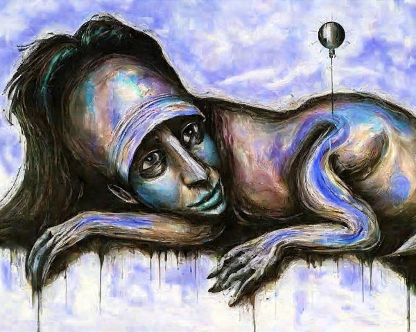 Surreal Figure in Ethereal Colors with Abstract Style