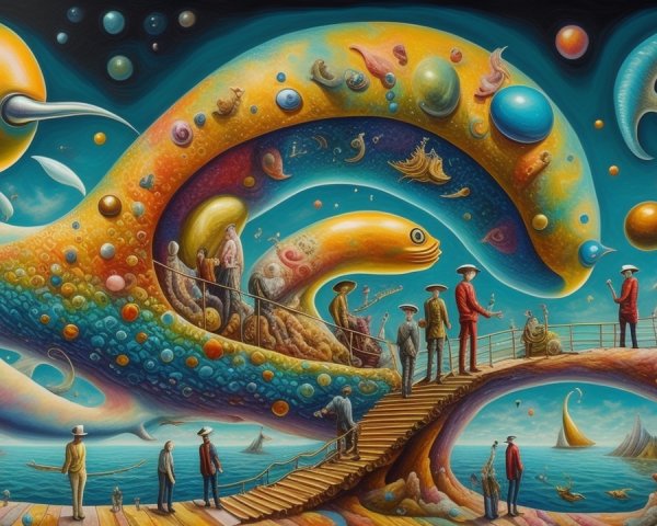 Whimsical Ocean Scene with Fantastical Creatures