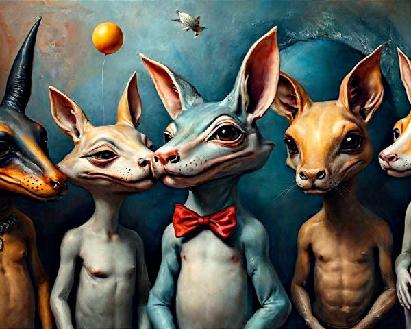 Anthropomorphic Animals with Unique Features in Group Shot