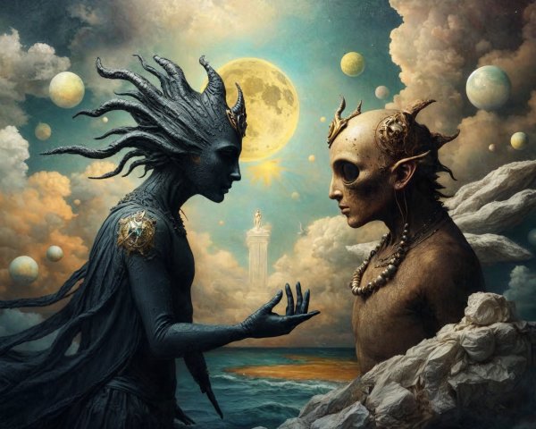 Ethereal Landscape with Two Enigmatic Figures