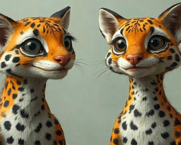 Cartoon Jaguars with Expressive Eyes and Playful Design