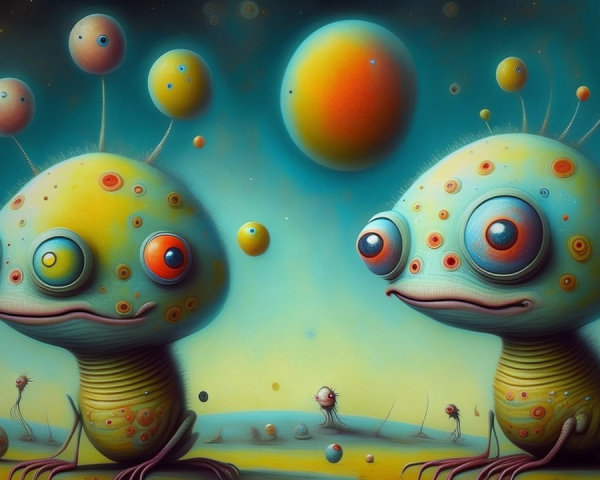 Whimsical Creatures on an Alien Landscape