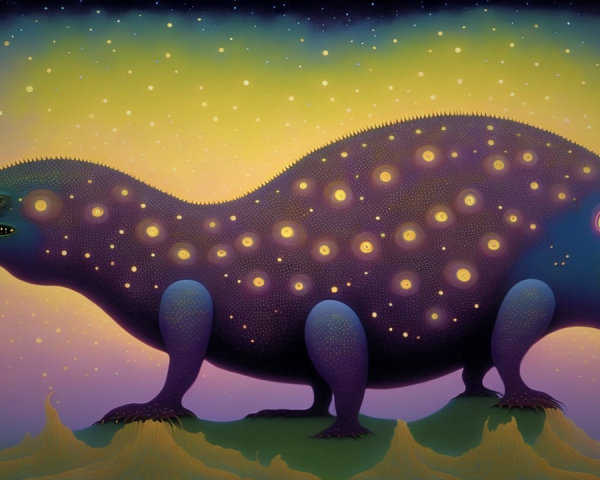 Fantastical Creature with Colorful Skin in Dreamy Sky
