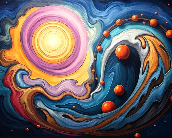 Vibrant Abstract Cosmic Scene with Dynamic Colors