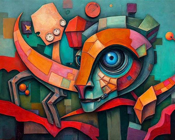 Abstract Composition with Vivid Colors and Geometric Shapes