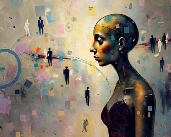 Abstract Expressionism Painting of Fragmented Connection