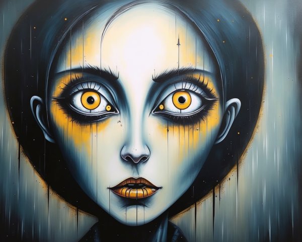 Portrait of a Young Woman with Expressive Yellow Eyes