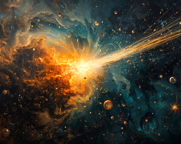 Vivid Cosmic Scene of an Explosive Space Event