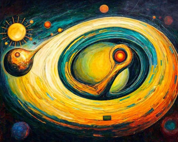 Abstract Cosmic Scene with Bright Colors and Orbs