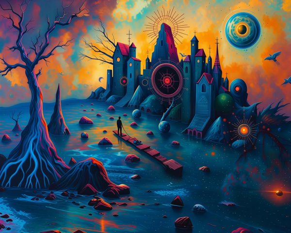 Surreal Landscape of a Fantastical City by Water